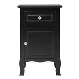 2pcs 40*30*63cm Country Style MDF Spray Paint Curved Feet One Draw One Door Night Table Black 71595633