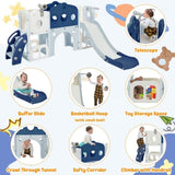 ZUN 7 in 1 Toddler Slide Set, Freestanding Spaceship Set with Slide, Kids Slide Playset Structure, Arch N710P173045C