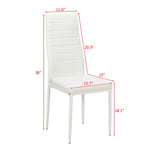 ZUN 4pcs Elegant Assembled Stripping Texture High Backrest Dining Chairs White 40655595