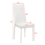 ZUN 4pcs Elegant Assembled Stripping Texture High Backrest Dining Chairs White 40655595