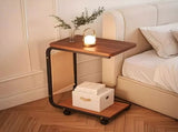 C-Shaped End Table with Wheels and Double-Layer Storage, Rolling Sofa Side Table for Couch, Bed, 65242329