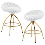 2pcs Teddy Velvet Gold-plated Iron Feet Bar Stool Weaving Style White With Swivel 54069283