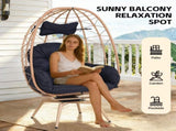Oversized 360&deg Swivel Rattan Egg Chair Wicker Indoor Outdoor Patio Lounge Chair with Removable T5880P501003