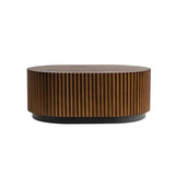Handcraft Round Nesting Coffee Table Set of 2, - Chic Wave Stripe Edge, Modern Stylish Wooden Circle W3158P323241