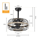 ZUN 18'' Farmhouse Ceiling Fans Light - Caged Ceiling Fan with Remote Control , 62057713