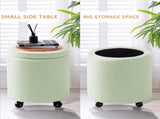 Storage Ottoman Foot Rest Round Footstool Teddy Velvet Footrest Multifunctional Rolling Stool Coffee 23593543