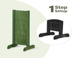 Set of 2 Retractable Flat-Base Cedar Wood Fences 205 x 34.5 x 90 cm Olive Green 73371129