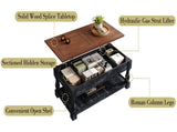 Retro Lift-Top Coffee Table with Storage for Living Room, Hidden Compartment Lower Shelf, Espresso W1445P362857