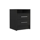 Eter Nightstand , End Table, Side Table Superior Top, Two Drawers -Black B20091863