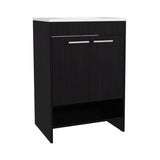 Bathroom Vanity with Sink, 2 Doors, 2 Shelves, Black Wengue B097P350322