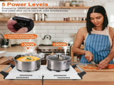 2000W Dual Burner Electric Hot Plate, 5 Temperature Settings , Portable Countertop Stove 78627133