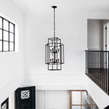 8-Light Metal Lantern Tiered Pendant Hanging Light Fixtures, Industrial Farmhouse Adjustable Height W1592P247044