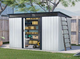 8ft x 6ft Outdoor Metal Storage with Lockable Sliding Doors and Transparent plate for Garden, Lawn 46725600