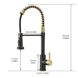 Commercial Black and Nickel Gold Faucet with Pull Out Sprayer, Single Handle Single Lever W1932P172336