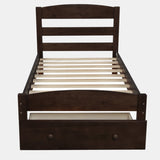 Platform Twin Bed Frame with Storage Drawer and Wood Slat Support No Box Spring Needed, Espresso WF191655AAP