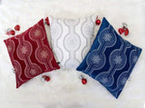 Holiday Blue Velvet Throw Pillow with White Snowflake Embroidery, 20x20 with Insert Set of 4 B357P609100