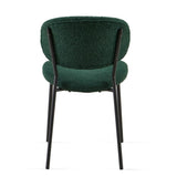 Dark Green Boucle Fabric Dining Chairs Set of 2,Dining Chairs with Metal Legs for Dining Room, W1164P195056