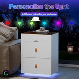 3-Drawer 30'' Nightstand LED Light, Modern Nightstand 3 Storage Drawers, Bedside Table N733P304515K