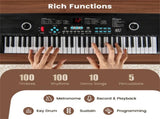 61-Key Portable Electric Keyboard for Beginners, 58.4217.785.08 cm Digital Piano with 100 40918663