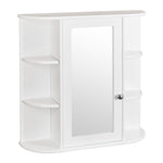 ZUN 3-tier Single Door Mirror Indoor Bathroom Wall Mounted Cabinet Shelf White 48311781