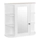 ZUN 3-tier Single Door Mirror Indoor Bathroom Wall Mounted Cabinet Shelf White 48311781