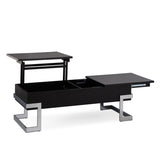 Black High Gloss and Chrome Coffee Table with Lift Top B062P181356