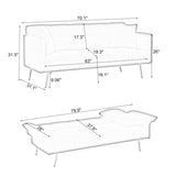 70-inch teddy fleece sofabed, convertible futon sofabed with adjustable arms and backrest, modern W2290P257421