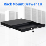 19" 1U Steel Plate DJ Drawer Equipment Cabinet with Keys Black 29080641