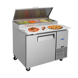 Orikool 44 IN Commercial Pizza Prep Table with a Built-in Refrigerator 11 Cu.Ft, Butcher Block W2095126125