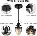 ZUN Industrial Black Pendant Light Metal Cage Pendant Lights Dining Room Hanging Lighting for Kitchen 77757571