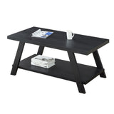 Athens Contemporary Replicated Wood Shelf Coffee Table in Black Finish T2574P164642