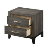 Wooden Nightstand with 2 Drawers in Weathered Gray Finish B016P253581