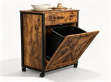 Trash Can Cabinet with 1 Drawer and 1 Door, Made of MDF with a Melamine Finish 22.4*13.8*35.4in 94300581