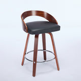 Bar Stools Set of 2, Swivel Bar Height Stools with Low Back, Wood Bar Chairs with Soft Cushion Seat, W1143P173431