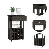 Espresso 1-Drawer 12-Bottle Wine Cabinet Carbon B06279977