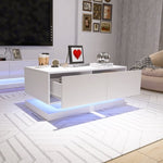 ZUN High Glossy Coffee Table with 2 Drawers have RGB Led Light with Buletooth Control 64560580