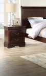 ZUN 1pc Cherry Finish Two Drawers Louis Philip Nightstand Solid Wood Contemporary & Simple Style B011P169961