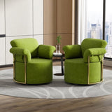 360 Degree Square Swivel Accent Sofa Chair,Fluffy Fabric Lounge Wide Upholstered Reading Chair with W2012P319054