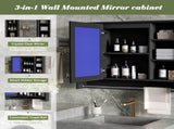 3-in-1 Bathroom Mirror Cabinet, 36-inch Wall Mounted Medicine Cabinet with Adjustable Shelf & Soft N710P358618B