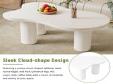 ON-TREND 44'' x 25.9'' Easy Assembly Cloud Coffee Table with 1.5'' Thick Tabletop, Cream Style N721P190395K