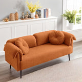 68.5" Modern Lamb Wool Sofa With Decorative Throw Pillows for Small Spaces 03215478