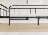 Twin Size Metal Daybed Frame with Trundle, Heavy Duty Steel Slat Support Sofa Bed Platform with W840103518