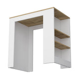 Highlands Kitchen Island with Storage Base in White and Macadamia B062111735