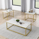 ZUN White Faux Marble Coffee Table Simple Modern 1pc Coffee Tables with 2pcs Table for Living Room and W1708P143243