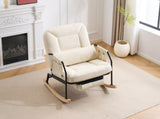 Corduroy Nursery Rocking Chair w/ Pull-out Footrest, 100&deg-160&deg Adjustable Backrest, Oversized 54625236