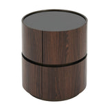 MDF ITALIAN HIGH-GRADE DOUBLE-LAYER STORAGE ROUND SIDE TABLE, BROWN AND BLACK COLOR N770P281243B
