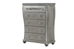 ZUN Destiny Traditional Style 5-Drawer Chest With metal drawer pulls Made with Wood in Silver B009P234702