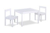 ZUN Della 3-Piece Solid Wood Kids Table & Two Chair Set, White B022P174731