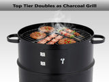 43 x 52 x 85 cm Black Cylindrical Smoker with Chimney Powder-Coated Iron 63817602