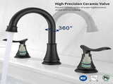 2-Handle 8 inch Widespread Bathroom Sink Faucet Matte Black Lavatory Faucet 3 Hole 360&deg Swivel 99411719